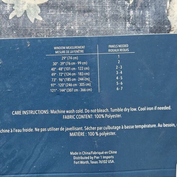 2 - Pier 1 Imports Somerton Blue Floral Paisley Curtain Panels 50" x 96" Grommet - Picture 3 of 8